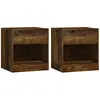 vidaXL Tables de chevet 2 pcs avec tiroir Chêne fumé
