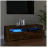 vidaXL Meuble TV avec lumières LED Chêne fumé 120x35x40 cm