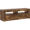 vidaXL Meuble TV avec lumières LED Chêne fumé 120x35x40 cm