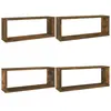 vidaXL Étagères murales cube 4 pcs Chêne fumé 60x15x23 cm Bois
