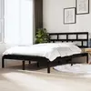 vidaXL Vidaxl Cadre De Lit Noir Bois Massif 135x190 Cm Double