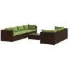 vidaXL Salon de jardin 8 pcs avec coussins résine tressée marron