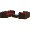 vidaXL Salon de jardin 6 pcs avec coussins Résine tressée Marron