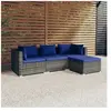 vidaXL Salon de jardin 4 pcs avec coussins résine tressée gris