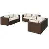 vidaXL Salon de jardin 6 pcs avec coussins Résine tressée Marron