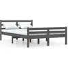 vidaXL Cadre de lit Gris Bois massif 150x200 cm Très grand