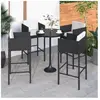 vidaXL Tabourets de bar lot de 4 avec coussins noir résine tressée