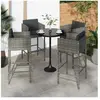 vidaXL Tabourets de bar lot de 4 avec coussins gris résine tressée