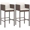 vidaXL Tabourets de bar lot de 2 avec coussins marron résine tressée