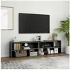 vidaXL Meuble TV Gris brillant 149x30x52 cm Aggloméré