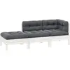 vidaXL Salon de jardin 3 pcs avec coussins Blanc Bois de pin solide