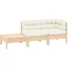 vidaXL Salon de jardin 3 pcs avec coussins crème Bois de pin massif