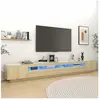 vidaXL Meuble TV avec lumières LED Chêne sonoma 300x35x40 cm