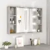 vidaXL Armoire à miroir avec LED Gris béton 76x15x55 cm