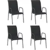 vidaXL Chaises de jardin 4 pcs Acier et textilène Noir