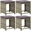 vidaXL Tabourets de jardin 4 pcs avec coussins Résine tressée Gris