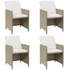 vidaXL Chaises de jardin avec coussins 4 pcs Résine tressée Beige