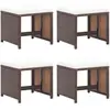 vidaXL Tabourets de jardin lot de 4 et coussins Résine tressée Marron