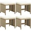 vidaXL Tabourets de jardin 4 pcs avec coussins Résine tressée Beige