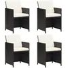 vidaXL Chaises de jardin lot de 4 Résine tressée Noir
