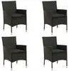 vidaXL Chaises de jardin avec coussins 4 pcs Résine tressée Noir
