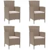 vidaXL Chaises de jardin avec coussins 4 pcs Résine tressée Beige