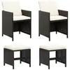 vidaXL Jeu de chaise et tabouret de jardin 4 pcs Résine tressée Noir
