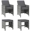 vidaXL Jeu de chaise et tabouret de jardin 4 pcs Résine tressée Gris
