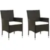 vidaXL Chaises de jardin 2 pcs avec coussins Résine tressée Noir