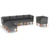 vidaXL Salon de jardin 7 pcs Résine tressée et bois d'eucalyptus Gris