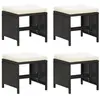 vidaXL Tabourets de jardin avec coussins 4 pcs noir résine tressée