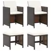 vidaXL Jeu de chaise et tabouret de jardin 4 pcs Résine tressée Marron