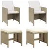 vidaXL Chaises de jardin avec tabourets 2 pcs Résine tressée Beige