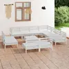 vidaXL Salon de jardin 12 pcs Bois de pin massif Blanc