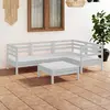 vidaXL Salon de jardin 5 pcs Bois de pin massif Blanc