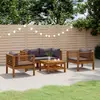 vidaXL Salon de jardin 5 pcs avec coussin Bois d'acacia solide