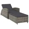 vidaXL Chaise longue avec coussin gris foncé Résine tressée Gris