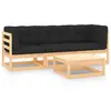 vidaXL Salon de jardin 4 pcs avec coussins Bois de pin massif
