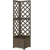 vidaXL Jardinière d'angle en treillis Gris 40x40x150 cm Bois de sapin