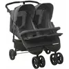 vidaXL Poussette à deux places Anthracite Acier