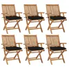 vidaXL Chaises pliables de jardin avec coussins 6 pcs Bois de teck