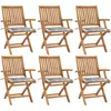 vidaXL Chaises pliables de jardin avec coussins lot de 6 Bois de teck