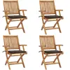vidaXL Chaises pliables de jardin avec coussins lot de 4 Teck solide