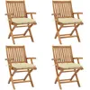 vidaXL Chaises pliables de jardin avec coussins 4 pcs Teck solide