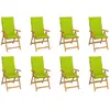 vidaXL Chaises inclinables de jardin et coussins lot de 8 Teck solide