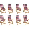 vidaXL Chaises inclinables de jardin et coussins lot de 8 Teck solide