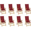 vidaXL Chaises inclinables de jardin avec coussins 8 pcs Teck solide