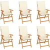 vidaXL Chaises inclinables de jardin avec coussins 8 pcs Teck solide