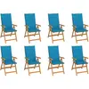 vidaXL Chaises inclinables de jardin avec coussins 8 pcs Teck solide