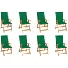 vidaXL Chaises inclinables de jardin avec coussins 8 pcs Teck solide